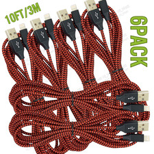 6Pack Lot USB Fast Charger Cable 10Ft For iPhone 13 12 11 8 7 6 XR Charging Cord picture