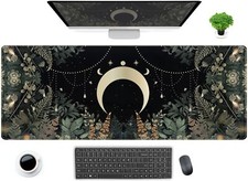 Cute Green Forest leaves Desk Mat Whimsical Moon Mousepad XL Large Extended G... picture