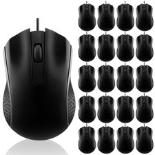 20 Pack Black Wired USB Computer Mouse Bulk 3Button Corded Mice Office picture