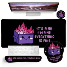 Blusabaca Dumpster on Fire Mouse Pad Desk Pad, Funny Cute Desk Mat Large Gaming picture