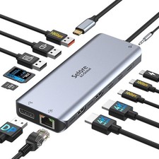 Versatile 13-in-1 USB C Dock - Dual HDMI & DisplayPort for Enhanced Productivity picture