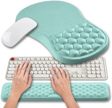 Light Blue 2 In 1 Ergonomic Memory Gel Keyboard Mouse Pad Wrist Rest Set picture