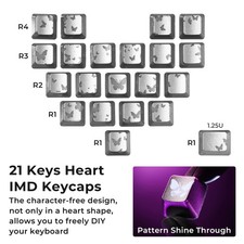 XVX White Butterfly Keycaps OEM Profile IMD-Tech RGB Friendly 21 Keys Set picture