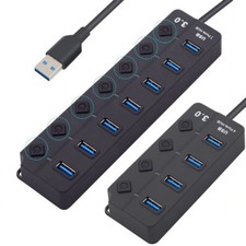 USB 3.0 Hub 4 / 7 Port with Led Button Switch Splitter Charger Adapter Converter picture