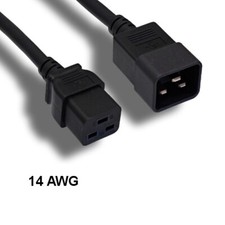 Kentek 10' ft 14 AWG Power Extension Cord IEC-60320 C19 to C20 15A/250V SJT Blk picture