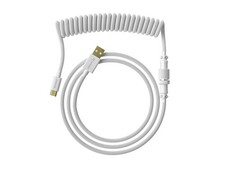 Coiled Keyboard Cable DoubleSleeved Braided USB Type C To A 5Pin 20W White picture