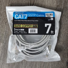 3 PACK - Inland 7 Ft. CAT 7 Copper Stranded SSTP Shielded Ethernet Cable - Gray picture