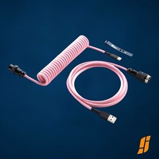 Premium Quality Braided USB Coiled Cable for Keyboard, Pink picture