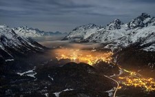 Landscape nature valley switzerland mountains mist Custom Gaming Mat Desk picture