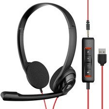 NUBWO HW02 USB Computer Headset with Clear Chat Microphone, 1 Pack, Black  picture
