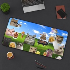 Funny  Cat  Mouse Pad XL Large Gaming Desk Mat Non-Slip  16x32 picture