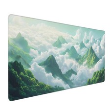 Aesthetic Cloud Gaming Mouse Pad, Forest Green Anime Desk Mat with Anti-Slip ... picture