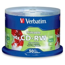 Verbatim CD-RW 700MB 12X DataLifePlus Silver Inkjet Printable 95159 picture