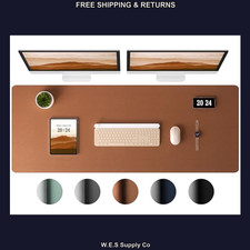 Aothia Leather Desk Pad Protector - Large Mouse Pad, Office Mat, Non-Slip PU picture
