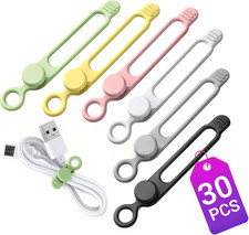 30 Pcs Silicone Cable Ties, Reusable Data Cable Organizer for Home Office picture