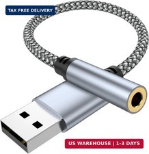 USB to 3.5mm Jack Audio Adapter, USB to Audio Aux Cable External Stereo Sound Ca picture