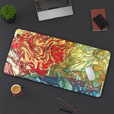 Abstract Desk Mat, Psychedelic Liquid Art, Colorful Gaming Setup  picture