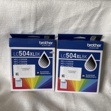 2 Genuine Brother LC504XL Black Ink Cartridge Exp11/ 2028 LC504XLBK LC504 picture