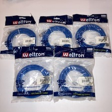 5-Qty Weltron Cat 6 Patch Cable 90-C6CB-BL-007 Blue 7 FT Clear Boot Gold RJ-45 picture