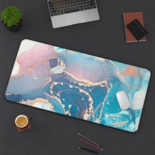 Nordic Marble Extended Gaming Mouse Pad with Stitched Edges, Large picture