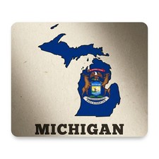 Michigan State Outline Flag Fill Mouse Pad 9.25x7.75 Non-Slip Desk Mat picture