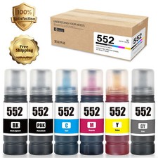 6PK T552 552 Ink Bottles replacement  EcoTank ET-8550 ET-8500(BK/PBK/C/M/Y/GY) picture