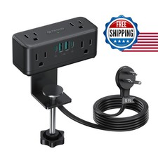 TROND Compact Desk Clamp Power Strip 5 Ft, 2.16