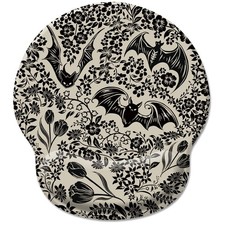Goth Bat Floral Ergonomic Pad with Wrist Rest, Gothic Flowers Gaming Mousepad picture