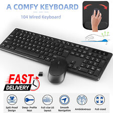 Wireless Keyboard & Optical Mouse Set Waterproof Ergonomic For Computer Desktop picture