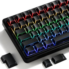XVX Black Shine Through Keycaps PBT Cherry Profile Custom Side Printed 135 PCS picture