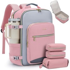 LOVEVOOK 40L Travel Backpack for Women & Men, Large, Pink-light Grey-grey picture