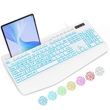 SABLUTE K21Pro Large Print Backlit Computer Keyboards, Wired Lighted white-2 picture
