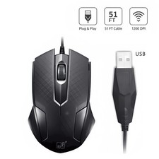 Wired USB Ergonomic Optical Mouse 1200DPI Plug&Play Mice For PC Laptop Windows picture