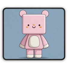 Cute Pink Bear Character Gaming Mouse Pad | Kawaii Cartoon Desk Mat picture