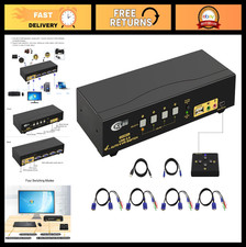 4-Port USB VGA KVM Switch with Audio & Cables - Multi-Computer Monitor Selector picture