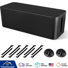 Stylish Cable Management System - Large Black Cord Organizer Box, 16