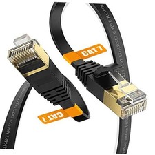 Cat7 Ethernet Cable, 15FT, Ultra Slim Flat 15ft Black picture