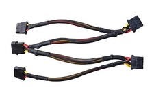 Molex 4 pin 4 Way Splitter Cable 15 inches x 2 Legs 18 AWG Black Sleeve picture