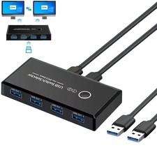 USB 2.0 Switch Selector KVM Switcher for 2 PC Sharing 4 USB Devices One-Button picture