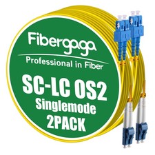 Fibergaga® OS2 LC to SC Fiber Patch Cable, Multimode, 4M(13ft), 2Pack | Multi... picture