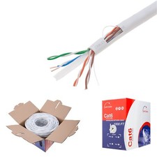 Plenum CAT6 1000FT CMP Cable White  Blue  Black Solid 23 AWG Bulk Box Wire NEW picture