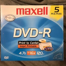 Maxwell 4.7 DVD-R 5 pk Brand New sealed package  120 Min Up To 16X Max picture