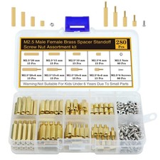 280Pcs M2.5 Motherboard Standoffs&Screws&Nuts Kit, Hex Male-Female Brass Spac... picture