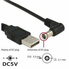 USB 2.0 Port To DC 5.5mm x 2.1mm Cable 90 Degree Right Angle Phone/PC/ Computer picture