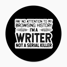 Funny Writer Round Mouse Pad for Laptop Computer, Sarcastic Author Mousepad f... picture