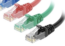Lot of 3 Cat6 UTP Ethernet Patch Cables RJ-45 to RJ-45 10 ft Black/Red/Green picture