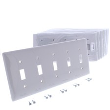 10 Hubbell Gray UNBREAKABLE 5-Gang Switch Covers Wallplate Switchplate NP5GY picture