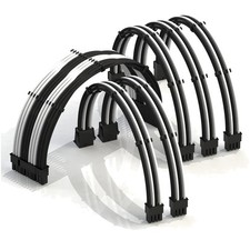 Custom Mod GPU PC Braided Cable Set - 52 Pins - Blackwhite picture