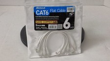 Inland Cat6 Flat Cable RJ45 (8P8C) Male/Male Network Cables, White, 6 in, 5-pack picture