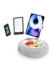 SupeDesk Kindle Pillow Stand – Soft Grey Fuzzy Tablet Holder with Storage Bow... picture